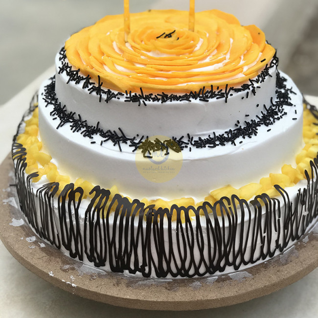 Mango Floral Tier Cake